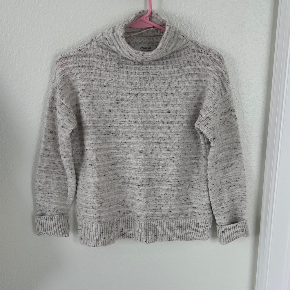 Madewell Speckled Light Gray Turtleneck Sweater